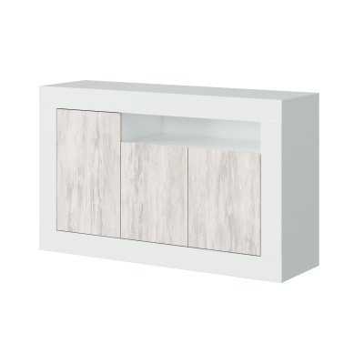 KIT CREDENZA BALTIK CON 3 ANTE BIANCO ANTICATO cm.144x42x87h.