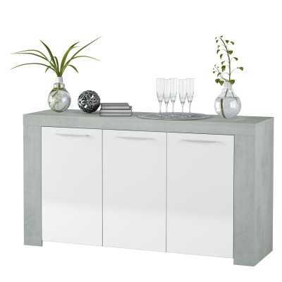 KIT CREDENZA CON 3 ANTE AMBIT BIANCO-CEMENTO 42x144x80h.
