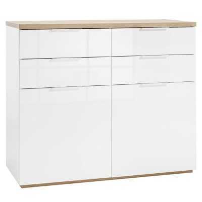 KIT MOBILE 4 CASSETTI E 2 ANTE BIANCO ROVERE cm.120x50x102h.