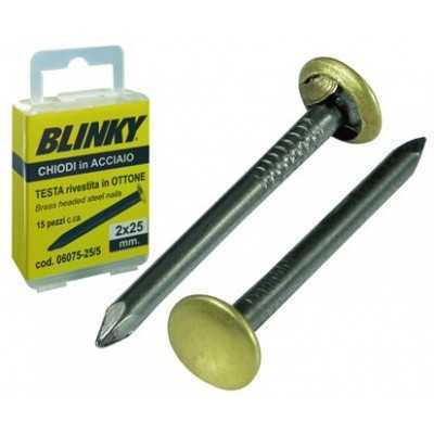 BLINKY NAILS STEEL BRASS HEAD IN BLISTER MM. 2X30