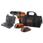 BLACK DECKER DRILL 18VP WITH 2 LITHIUM BATTERIES MOD. EGBL188BS32 WITH MULTIPURPOSE BAG