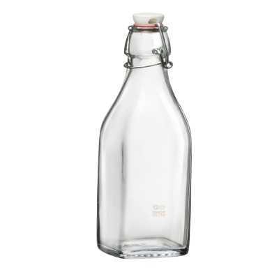 Bouteille "Swing" BORMIOLI ROCCO 1 Litre - Verre Transparent 4 Pans Avec Bouchon Mécanique à étrier - Lot De 20 Pièces - 7