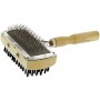 Simple double wooden carder with spikes and brush for dogs and cats