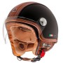 HELMO MOTORCYCLE HELMET HARD LEATHER DEMI-JET BLACK-MATT BROWN