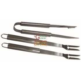 BLINKY SET 3 PIECES TOOLS FOR BARBECUE IN CHROME STEEL