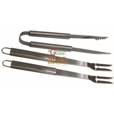 BLINKY SET 3 PEZZI UTENSILI PER BARBECUE IN ACCIAIO CROMATO 