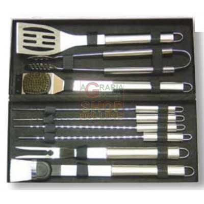 BLINKY SET UTENSILI PER BARBECUE CON VALIGIA 10 PEZZI IN