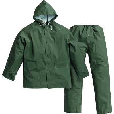 COMPLETE WATERPROOF JACKET AND PANTS PLUVIO GREEN PVC