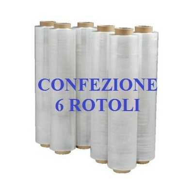 6 ROTOLI PELLICOLA ESTENSIBILE FILM CM. 50X300ML TRASPARENTE