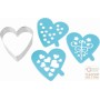 FACKELMANN FORMINA TAGLIABISCOTTI A FORMA DI CUORE CON 3 STENCILS PER DECORARE ART. 42872