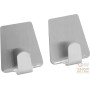 FACKELMANN SQUARE ADHESIVE HOOKS IN SATIN STAINLESS STEEL, PCS. 2 4X3,5X2 CM. ART. 61207