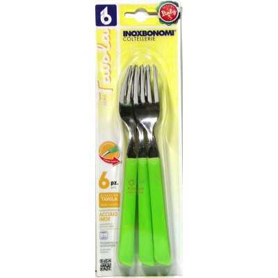 BONOMI 6-PIECE TABLE FORKS SET IN STAINLESS STEEL GREEN HANDLE