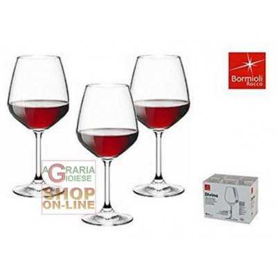 BORMIOLI SET 6 DIVINE GLASS GLASSES FOR RED WINE CL. 53