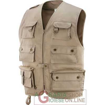 GILET BEIGE NILO MULTITASCHE TAGLIA XL - XXL