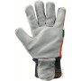 GLOVE IN BOVINE FLOWER FLEECE CANVAS BACK IN ORANGE COLOR WITH YELLOW FETLOCK