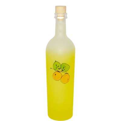 BOTTIGLIA IN VETRO ELISABETH SATINATO GIALLO CON LIMONCINI C/T