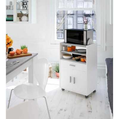 KIT MOBILE PORTAFORNO CON 1 CASSETTO E 2 ANTE cm. 59x40x92h. BIANCO CEMENTO.
