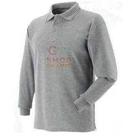 LONG SLEEVE POLO SHIRT WITH TRICOLOR STRIPED COMBED COTTON COLOR GRAY MELANGE TG. FROM SA XXL