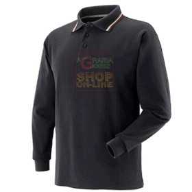LONG SLEEVE POLO SHIRT WITH TRICOLOR STRIPED COMBED COTTON COLOR BLACK TG. FROM SA XXL