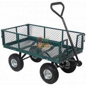 CART MULTIPURPOSE TROLLEY WITH SIDES AND FOUR-WHEEL HANDLEBAR