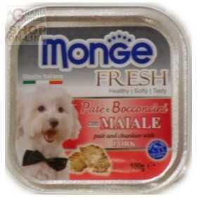 MONGE FRESH PATE AND SMALL CHUNKS FOR DOGS WITH PORK GR. 100