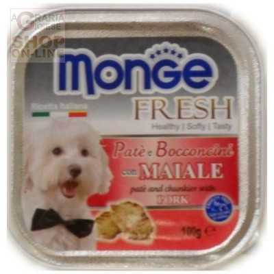 MONGE FRESH PATE AND SMALL CHUNKS FOR DOGS WITH PORK GR. 100