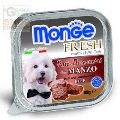 MONGE FRESH PATE AND CHUNKS FOR DOGS WITH BEEF GR. 100