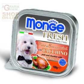 MONGE FRESH PATE AND SMALL CHUNKS FOR DOGS WITH TURKEY GR. 100
