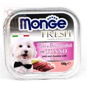 MONGE FRESH PATE AND SMALL CHUNKS FOR DOGS WITH TUNA GR. 100