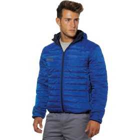 PADDED DOWN JACKET IN ROYAL NYLON WITH BLUE HOOD 100 GRAMS TG. FROM SA XXXL
