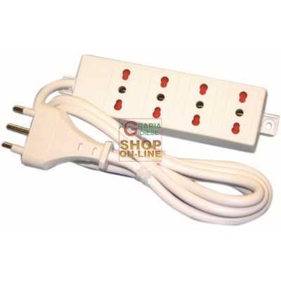 MULTI-SOCKET 4 BY-PASS SOCKETS 10 / 16A WITH T 3X1 MT. 1.5 ART.