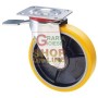 YELLOW POLYURETHANE WHEEL CAST IRON CORE PLATE WITH BRAKE DIAM. 80X20MM.