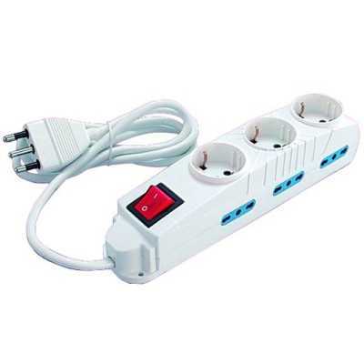 3-PLACEMENT MULTIPLAY SCHUKO 6 BY-PASS 10 / 16A + E 3X1 MT.1,5