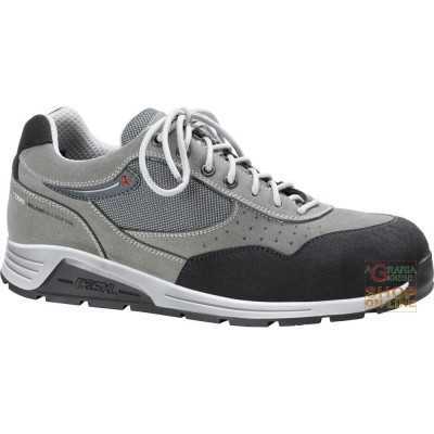 LOW SHOE IN GREASED BOVINE SPLIT WITH FABRIC INSERTS ALUMINUM TOE TEXTILE LAMIN