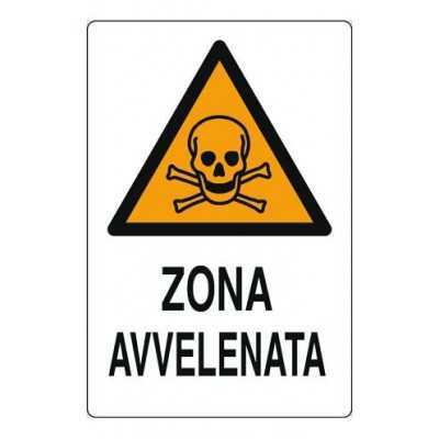 CARTELLO SEGNALE ALLUMINIO ZONA AVVELENATA MM.300X200 