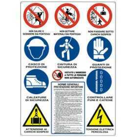 SIGN SIGN OF WORKS FOR CONSTRUCTION SITES WITH 12 SYMBOLS 88X68