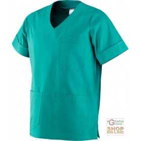 TUNIC FOR MEDICAL USE IN 100% COTTON COLOR GREEN SIZE XS XXL