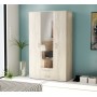 KIT ARMADIO 3 ANTE, 2 CASSETTI E 1 ANTA A SPECCHIO BIANCO ROVERE cm. 120x200x52h.