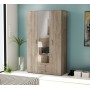 KIT ARMADIO 3 ANTE, 2 CASSETTI E 1 ANTA A SPECCHIO ROVERE cm. 120x200x52h.