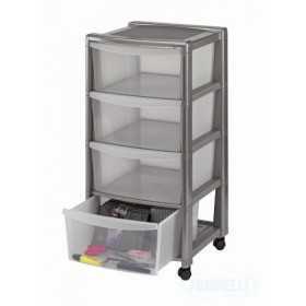 Free Drawer with 4 Compartments With Wheels in Silver Equipment