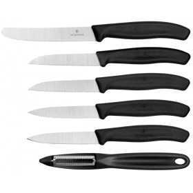 VICTORINOX SET COLTELLI SPELUCCHINI SWISS CLASSIC MANICO NERO