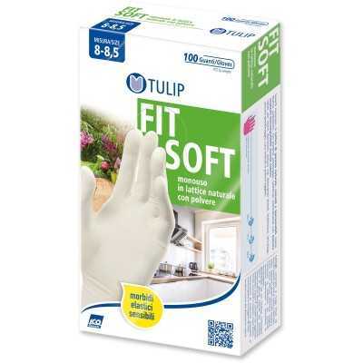 TULIP FITSOFT GUANTI LATTICE NATURALE CON POLVERE MONOUSO 100