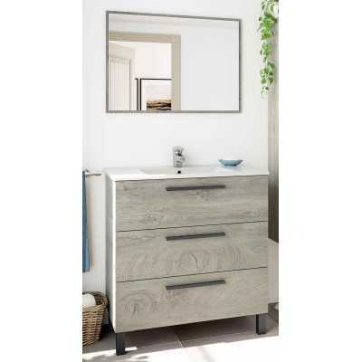 KIT MOBILE BAGNO CON 3 CASSETTI cm. 80 E SPECCHIO ROVERE ALASKA