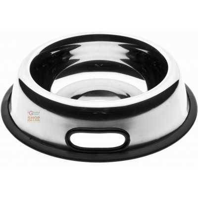 STAINLESS STEEL BOWL WITH NON-SLIP RUBBERS AND HANDLE CM. 20