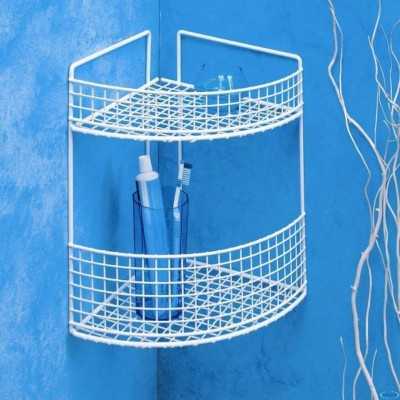 WHITE FILTEX BATHROOM SHELF CORNER UNIT 2 SHOWER SHELF