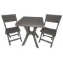 SET DUETTO RESINA TAVOLO + 2 SEDIE COLORE TORTORA