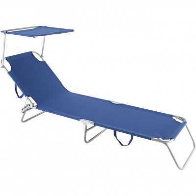 LETTINO C ON PARASOLE MODIFICABILE RIMINI COLORE BLU.