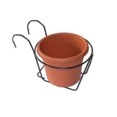 VASO IN PLASTICA CON PORTAVASO TONDO FISSO CM. 20