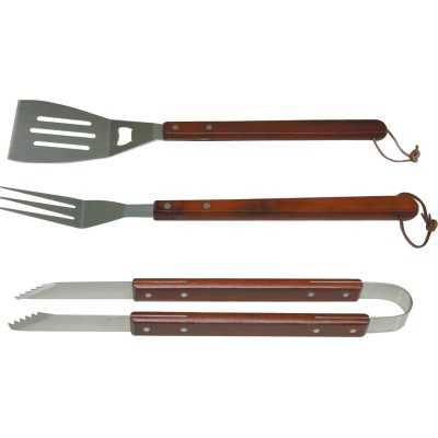 SET 3 PEZZI MANICO LEGNO PER BARBECUE