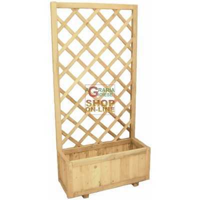 PANNELLO GRIGLIATO IN LEGNO CON FIORIERA RED LINE CM.90x30x150h.